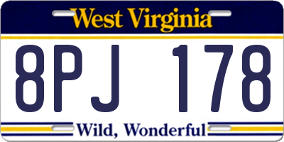 WV license plate 8PJ178