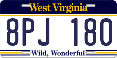WV license plate 8PJ180