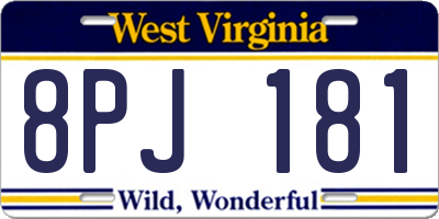 WV license plate 8PJ181