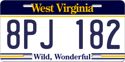 WV license plate 8PJ182
