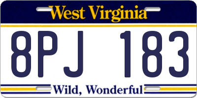 WV license plate 8PJ183