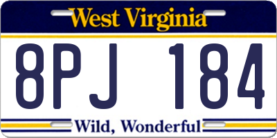 WV license plate 8PJ184