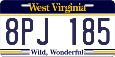WV license plate 8PJ185