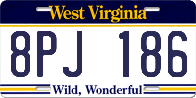 WV license plate 8PJ186