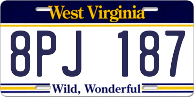 WV license plate 8PJ187