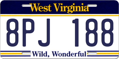 WV license plate 8PJ188