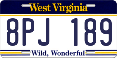 WV license plate 8PJ189