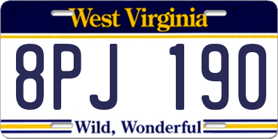 WV license plate 8PJ190