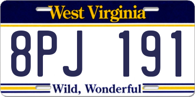 WV license plate 8PJ191
