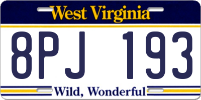 WV license plate 8PJ193