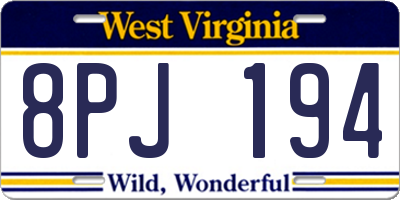 WV license plate 8PJ194
