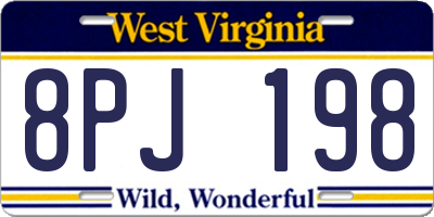 WV license plate 8PJ198