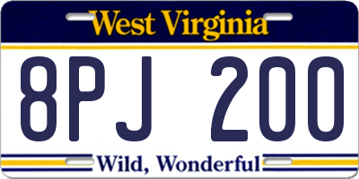 WV license plate 8PJ200