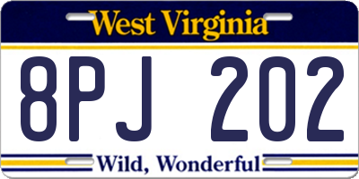 WV license plate 8PJ202