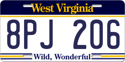 WV license plate 8PJ206