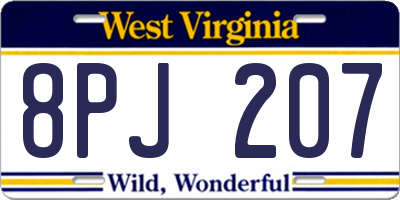 WV license plate 8PJ207