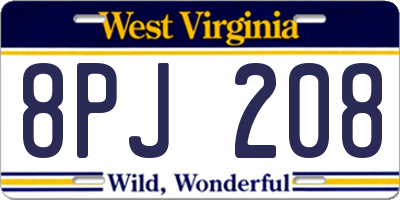 WV license plate 8PJ208