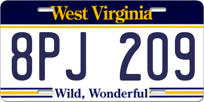 WV license plate 8PJ209