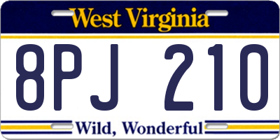 WV license plate 8PJ210