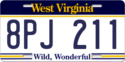 WV license plate 8PJ211