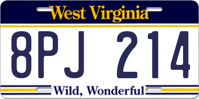 WV license plate 8PJ214