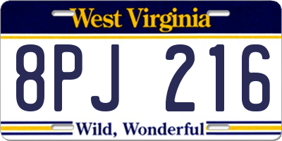 WV license plate 8PJ216