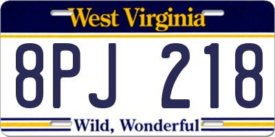 WV license plate 8PJ218