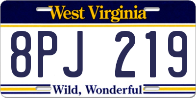 WV license plate 8PJ219