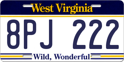 WV license plate 8PJ222