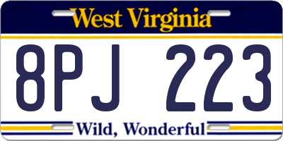 WV license plate 8PJ223