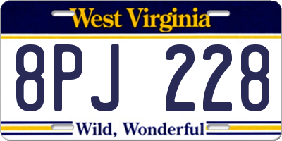 WV license plate 8PJ228