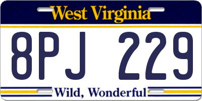 WV license plate 8PJ229