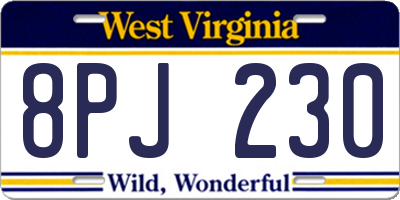 WV license plate 8PJ230