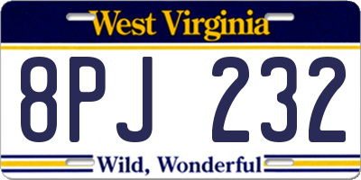 WV license plate 8PJ232