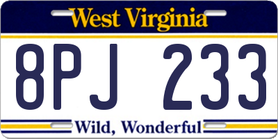 WV license plate 8PJ233