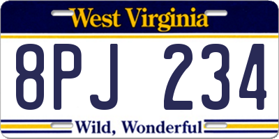 WV license plate 8PJ234