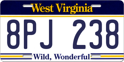 WV license plate 8PJ238