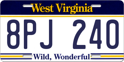 WV license plate 8PJ240