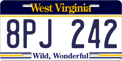 WV license plate 8PJ242