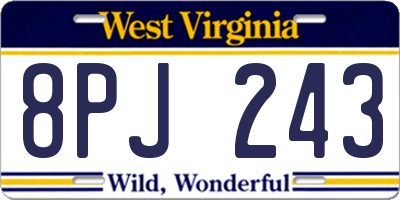 WV license plate 8PJ243