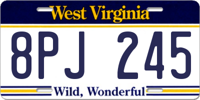 WV license plate 8PJ245