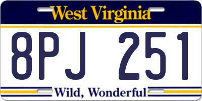 WV license plate 8PJ251