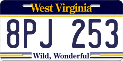 WV license plate 8PJ253