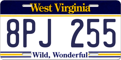 WV license plate 8PJ255