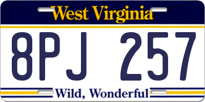 WV license plate 8PJ257