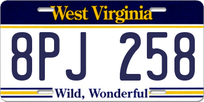 WV license plate 8PJ258