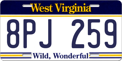 WV license plate 8PJ259