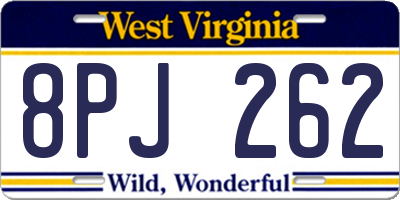 WV license plate 8PJ262