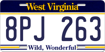WV license plate 8PJ263