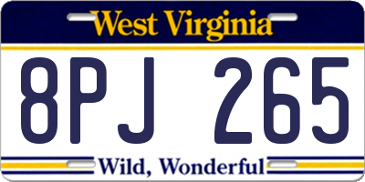 WV license plate 8PJ265
